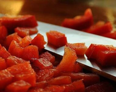 nož i iseckano voće